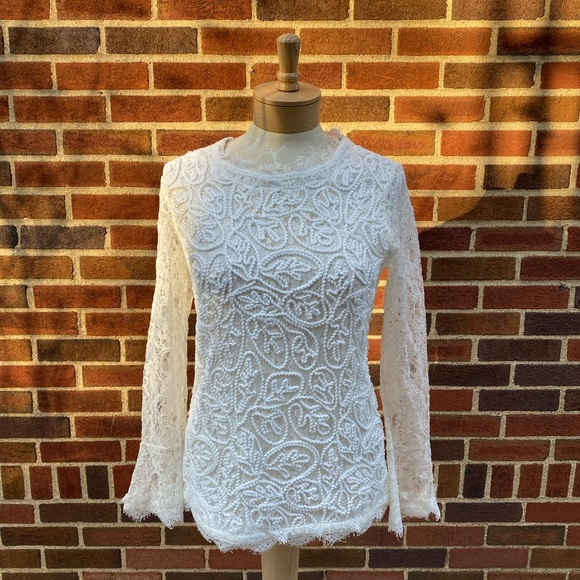 Soft Surroundings Tops - Soft Surroundings White Lace Long Sleeve Size Small